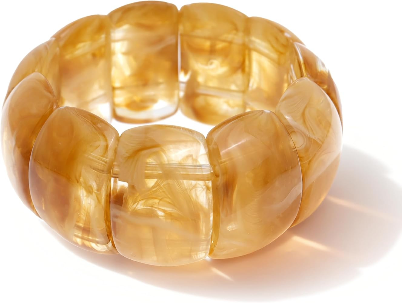 Colorful Acrylic Resin Bracelet for Women, Statement Chunky Wide Geometric Stretch Plastic Wristb... | Amazon (US)