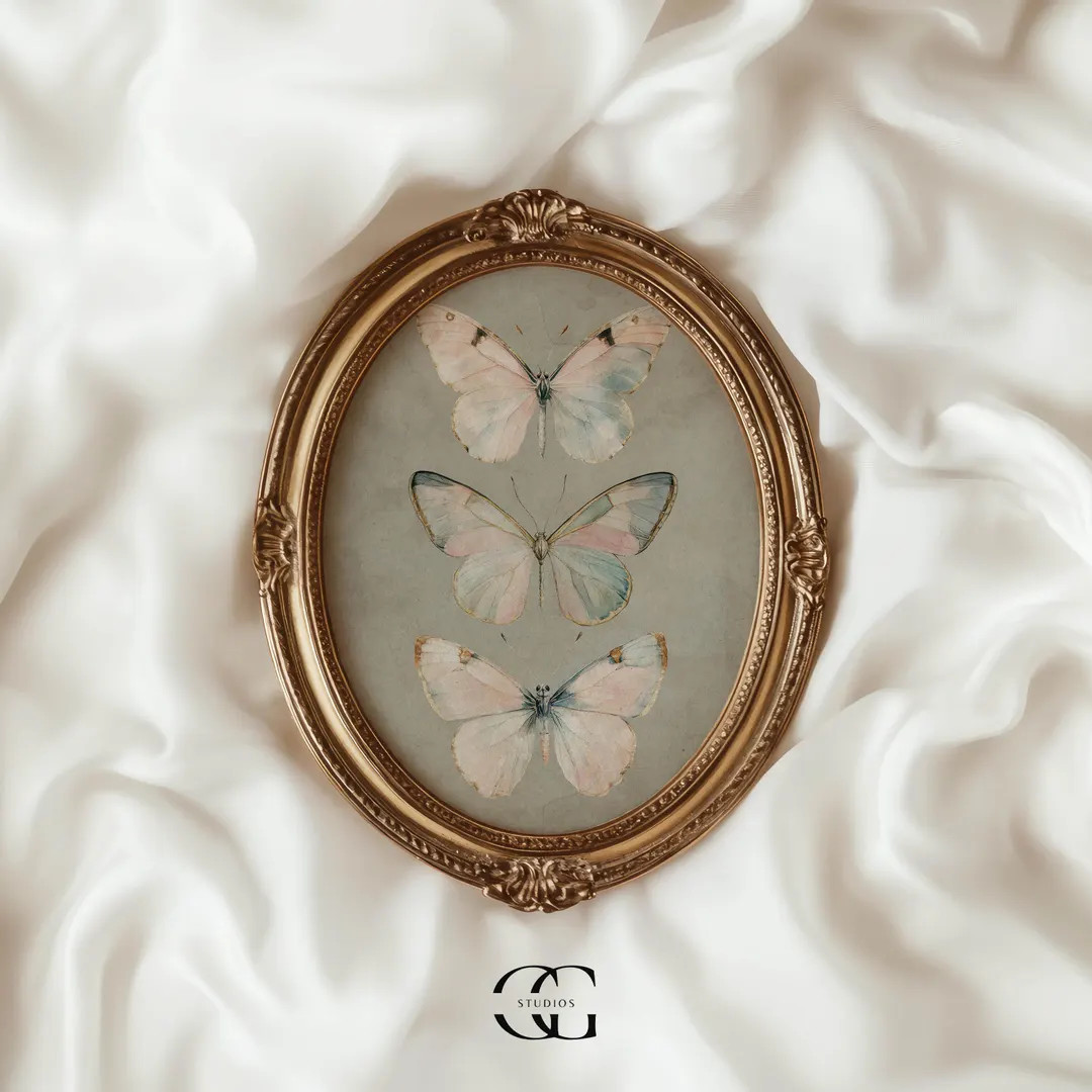 Vintage Butterfly Wall Art Spring Decor, Sage Green Wall Art Vintage Nursery Print Cottagecore De... | Etsy (US)