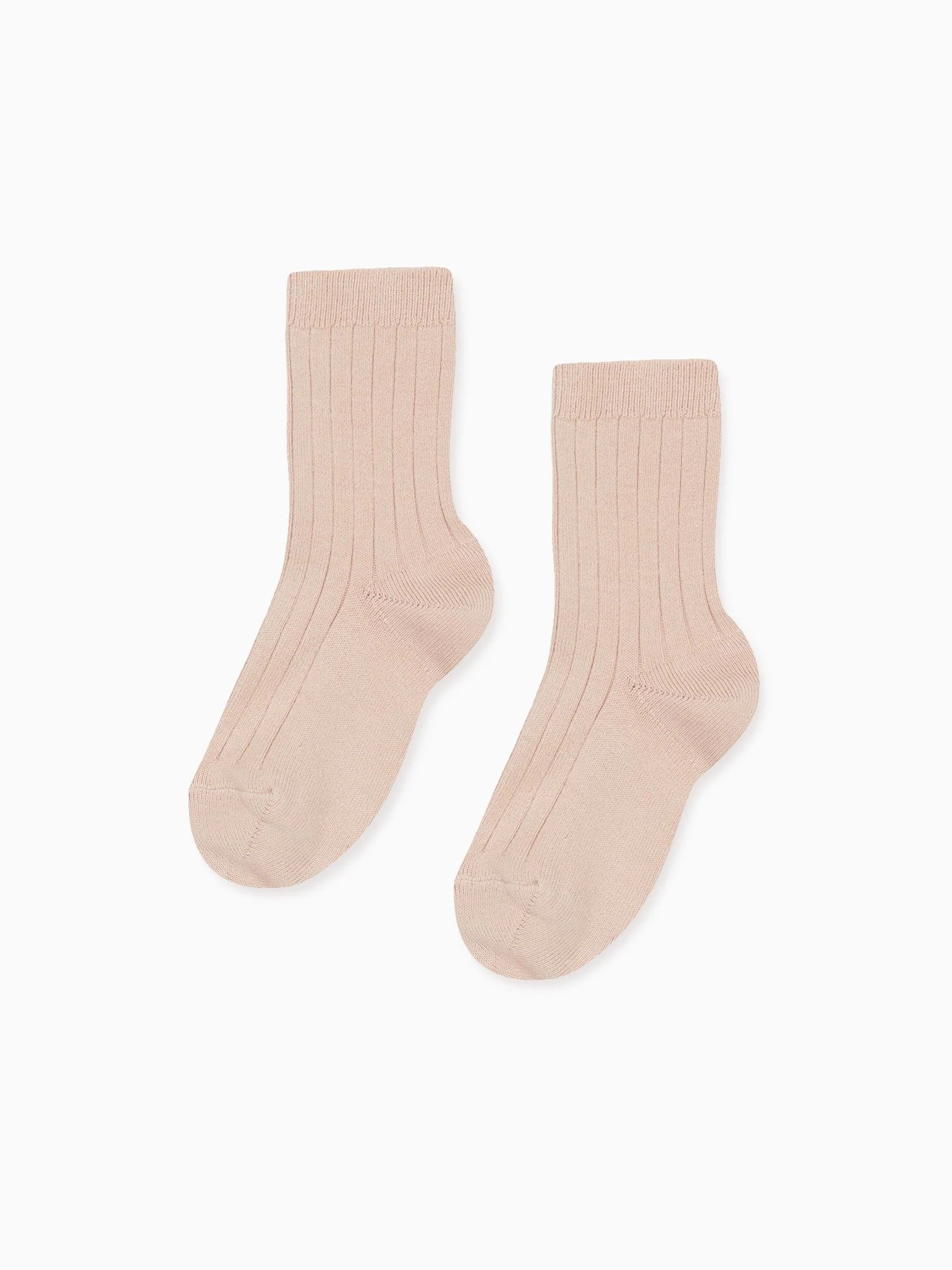 Pale Pink Ribbed Short Socks | La Coqueta