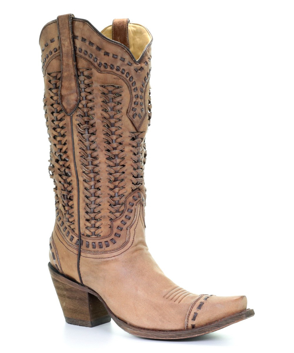 Corral Boots Women's Western Boots SAND - Sand Braided Leather Cowboy Boot - Women | Zulily
