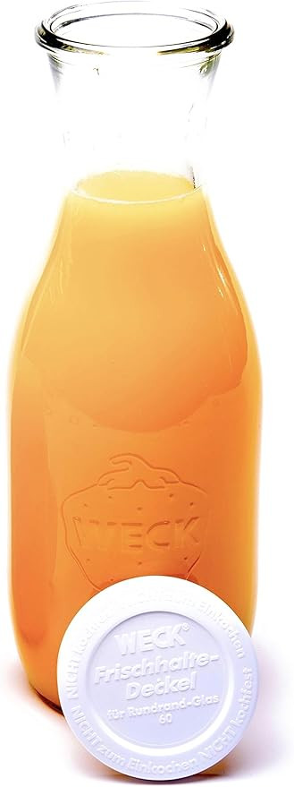 Weck 766 (36 Oz) Juice Glass Jar with Glass Lid, Keep Fresh Lid, Rubber Ring and Steel Clamps 1 L... | Amazon (US)