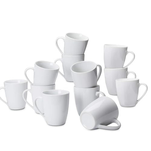 Amazon Basics Porcelain, 12 oz Coffee Mug Set, 12 Count, White (Previously AmazonCommercial brand) | Amazon (US)