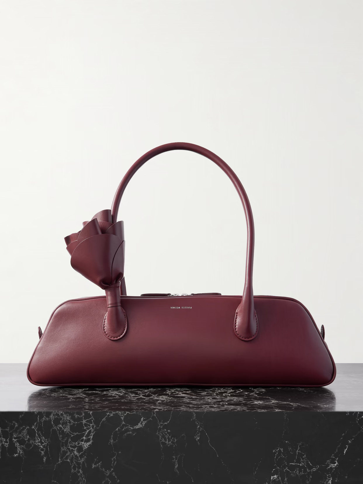 Magda Butrym - Brigitte Trapeze Appliquéd Leather Tote - Burgundy | NET-A-PORTER (US)