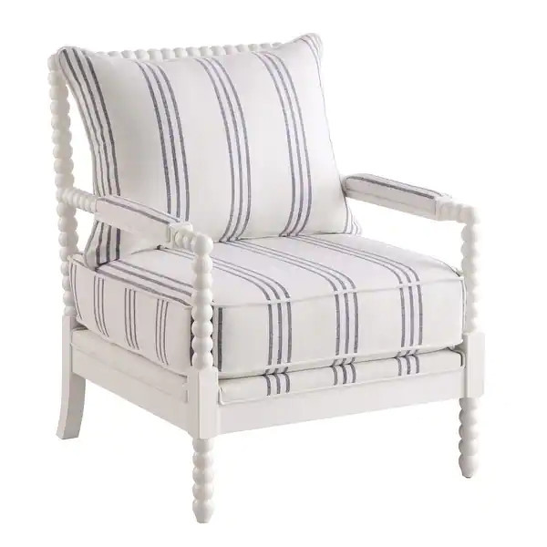 Coaster Furniture Blanchett White and Navy Upholstered Accent Chair | Bed Bath & Beyond