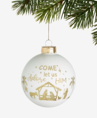 Blessed White And Gold Nativity Ball Ornament, Macy's Exclusive | Macy's