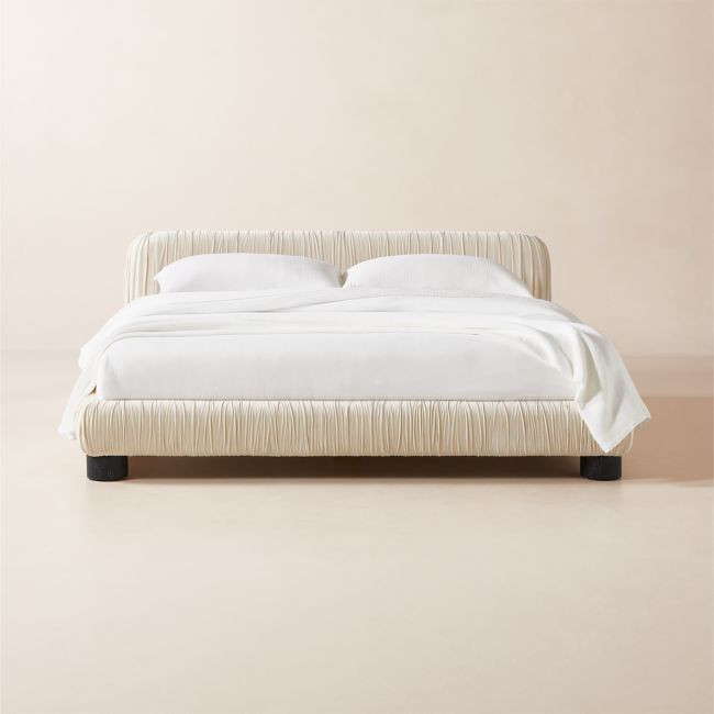Cantar Ivory Velvet Upholstered King Bed | CB2