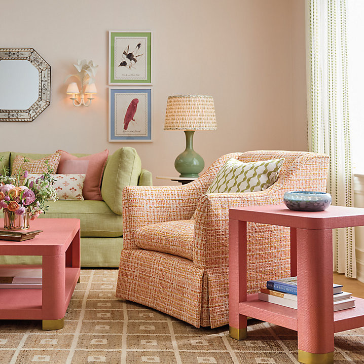 Capri Square Side Table Hardwood and Colored Raffia Accent Furniture | Ballard Designs, Inc.