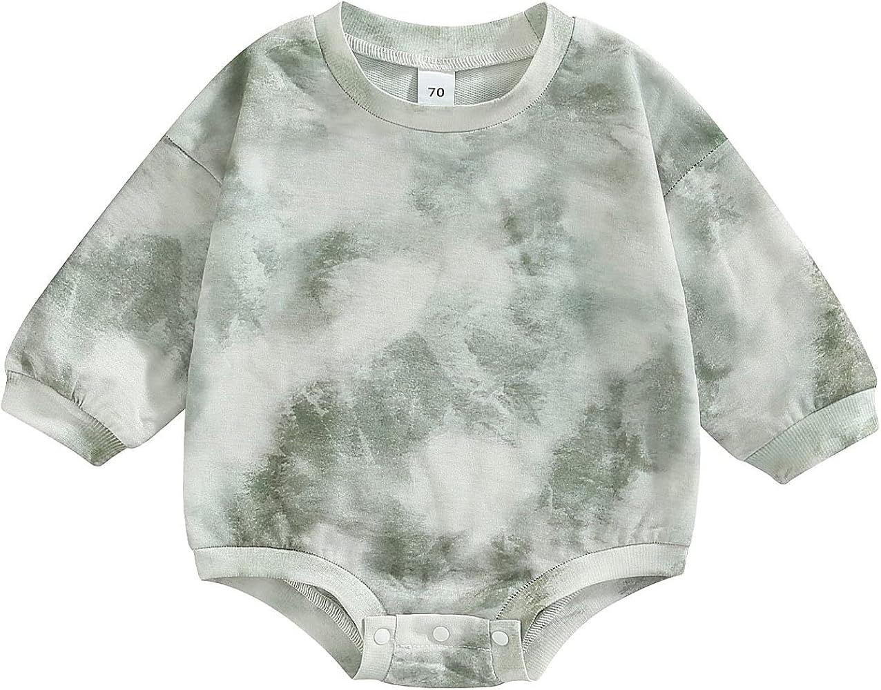Baby Girl Sweatshirt Romper Tie Dyed Infant Girl Bodysuit Sweater Tops Fall Winter Clothes | Amazon (US)