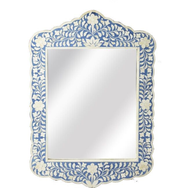 Vivienne Bone Inlay Wall Mirror, Blue | Maisonette