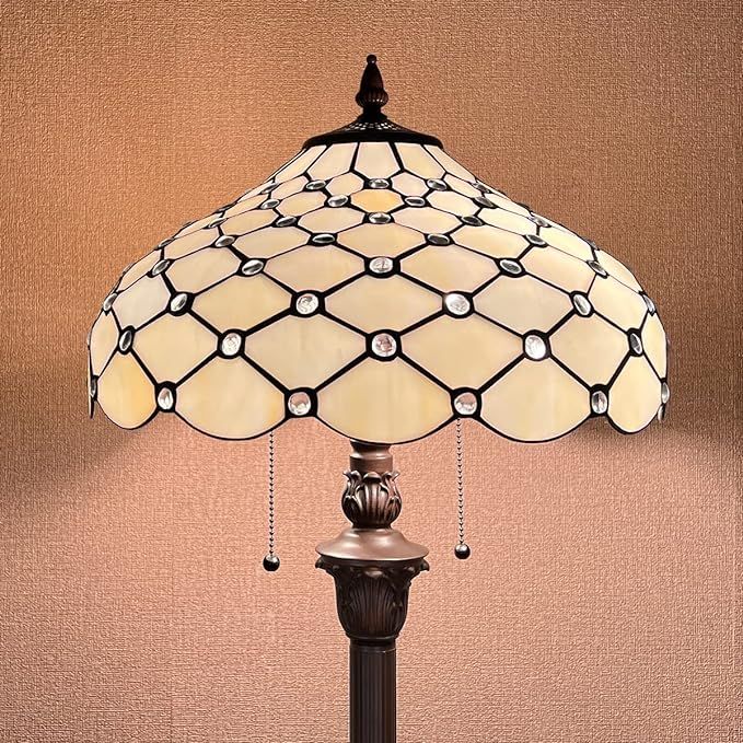 Thatyears Tiffany Floor Lamps White Beads Style Stained Glass 16X16X65 Inches Antique Pole Standi... | Amazon (US)