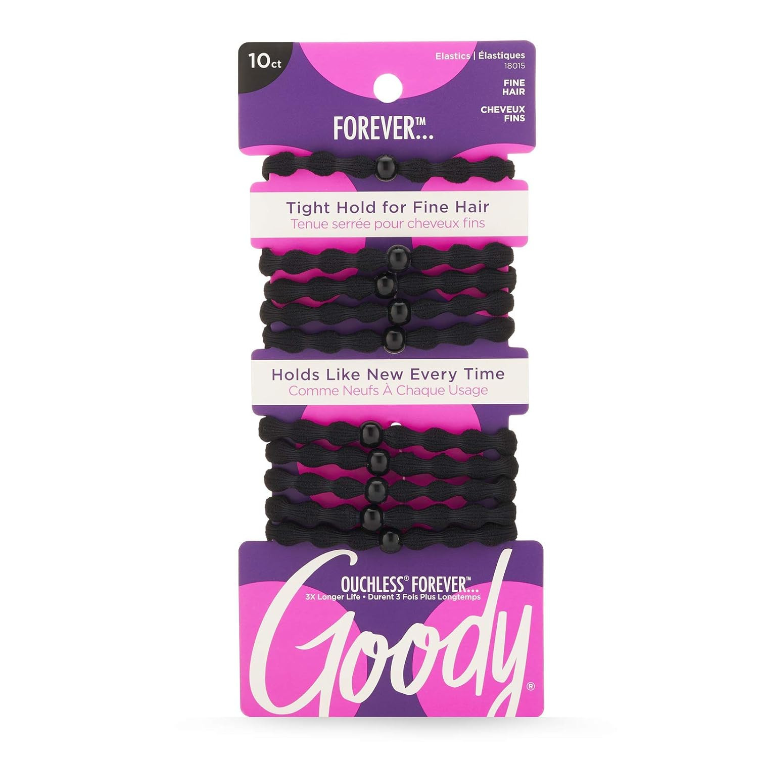 Goody Ouchless Forever Fine Hair Elastics - 10 Ct, Black, Damage-Free Bands, 3X Stronger Hair Tie... | Amazon (US)