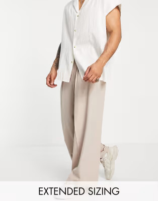 ASOS DESIGN smart extreme wide leg pants in stone | ASOS (Global)