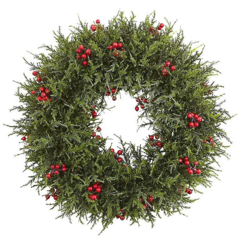 Nearly Natural 20 in. Cedar Berry Wreath | Walmart (US)