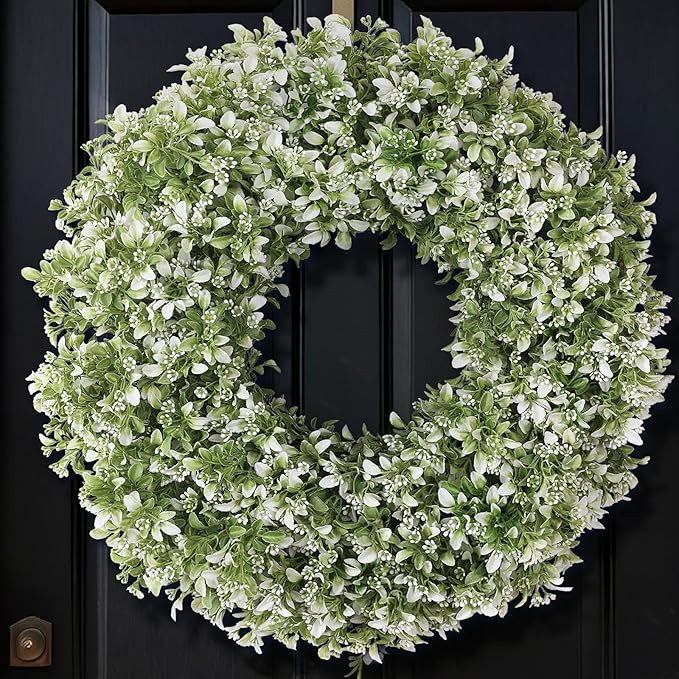 26" Artificial Boxwood Wreath for Front Door - Large Faux Aglaia Odorata Wreath, Fake Eucalyptus ... | Amazon (US)