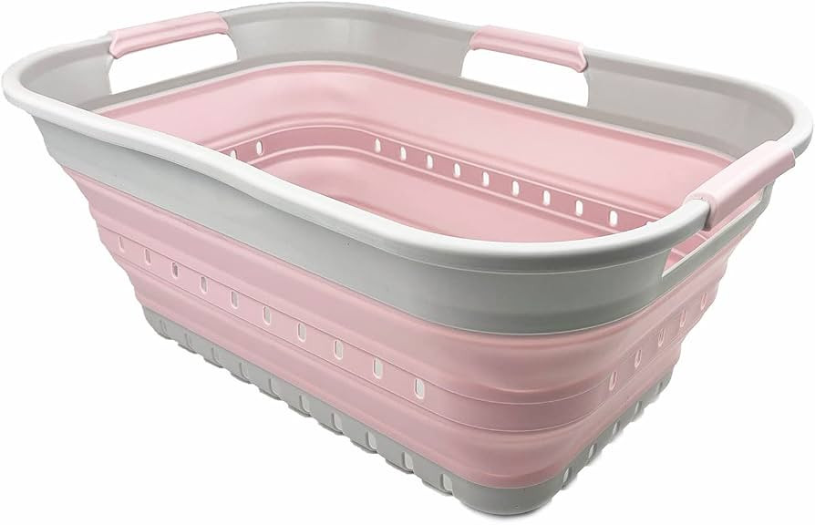 SAMMART 21L (5.5 gallon) Super Mini Collapsible 3 Handled Plastic Basket - Foldable Pop Up Storag... | Amazon (US)