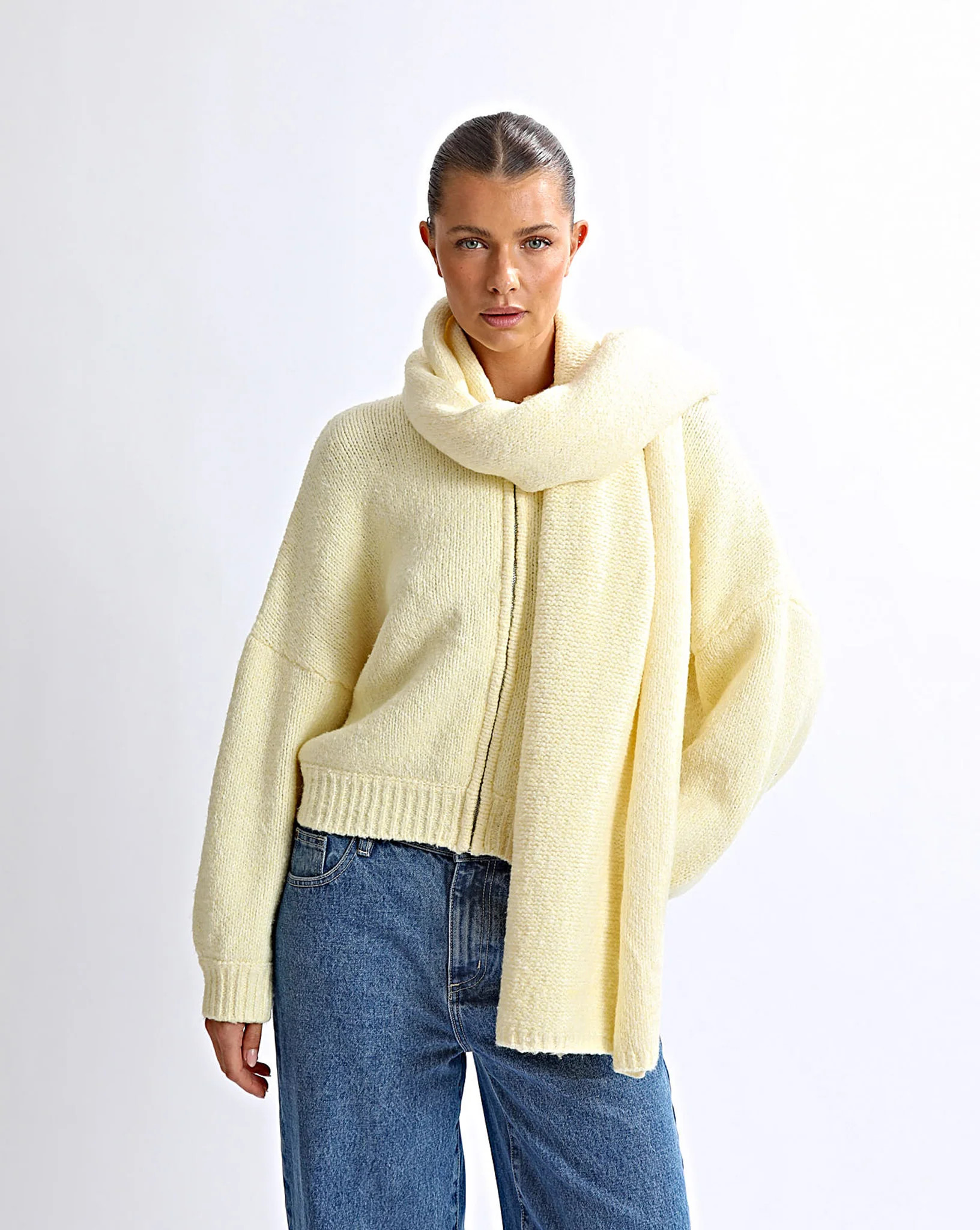 Elliot Knit Zip Jumper Pale Yellow | One Mile