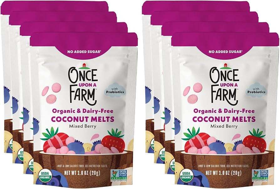 Once Upon A Farm Mixed Berry Coconut Melts with Probiotics, Organic, Dairy Free, 1 Ounces (Pack O... | Amazon (US)