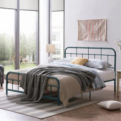 Metal Bed With Rounded Corner Headboard And Footboard | Wayfair North America