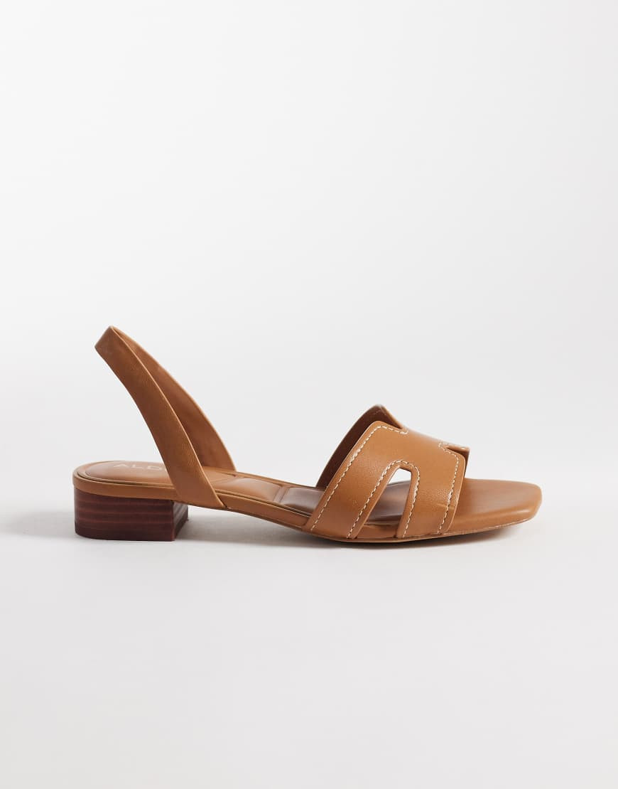 Aldo Javamannon flat sandals in brown leather | ASOS (Global)