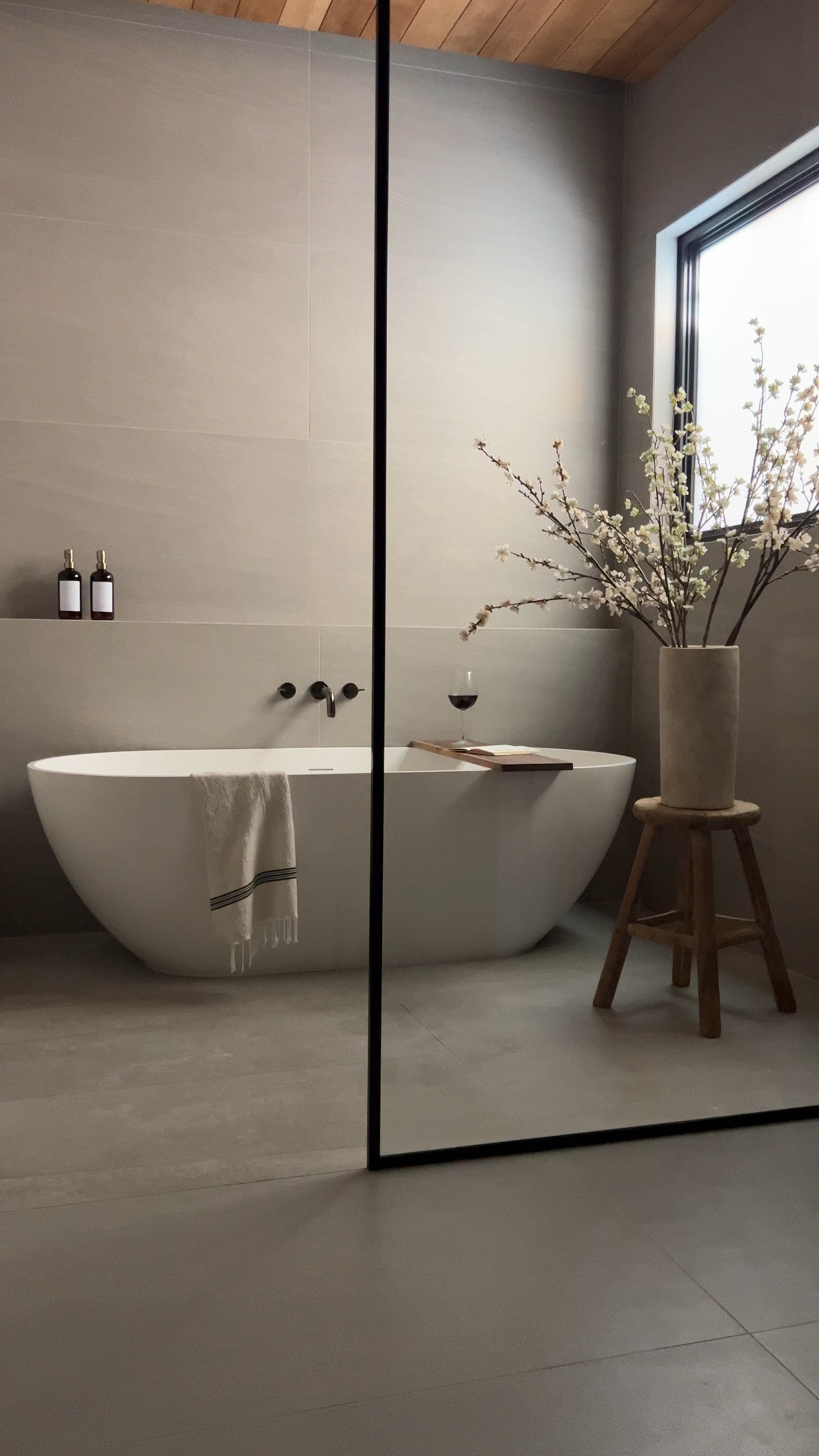 Love these florals in this grey bathroom and vintage looking vase.

Remodel design, stool, canister, towel, tray, soap pumps amazon, McGee wood stool stripe towel wood bath tray white vase concrete distressed vase white flowers pottery barn

#LTKhome #LTKfindsunder50 #LTKsalealert