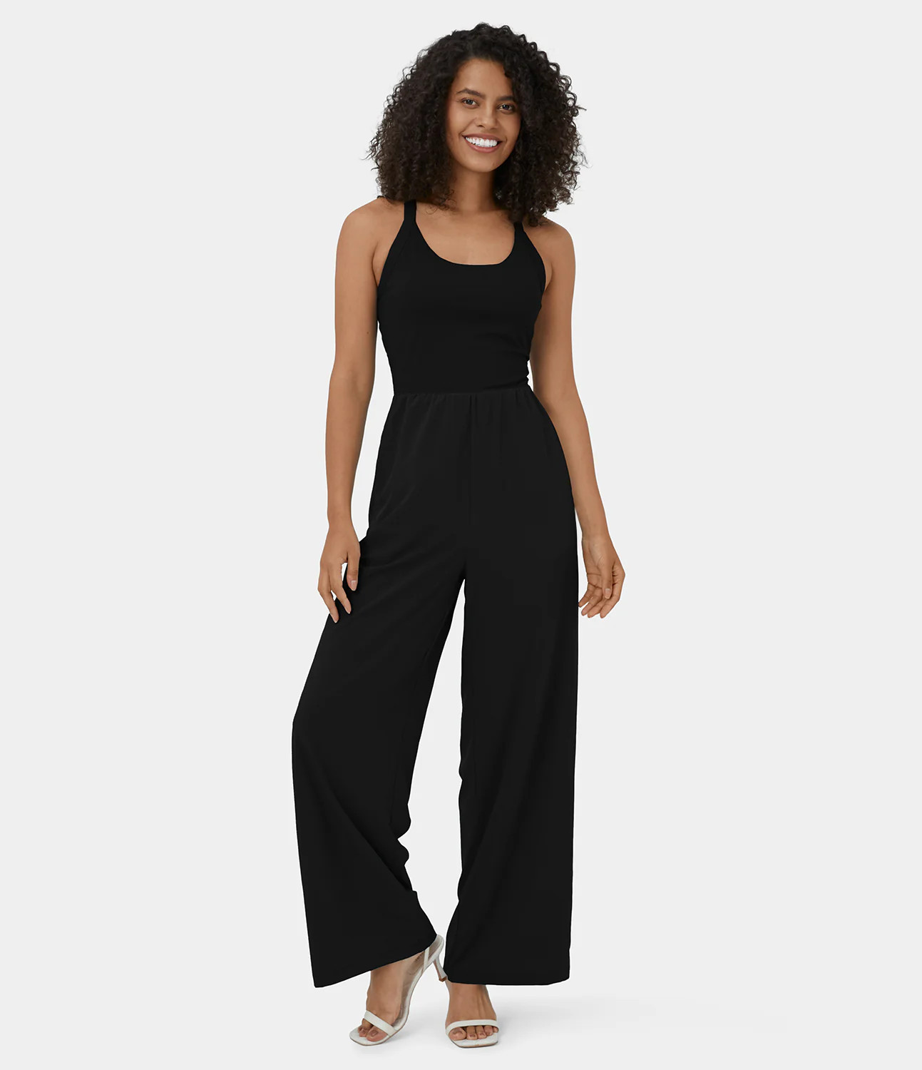 Halara Breezeful™ Backless Cut Out Twisted Sleeveless Side Pocket Flowy Quick Dry Yoga Jumpsuit Work | HALARA