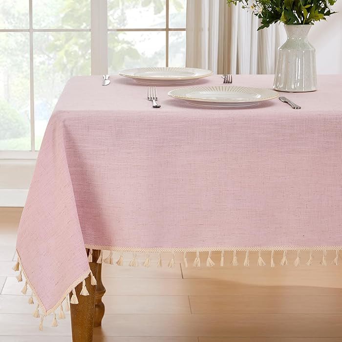 JIALE Valentines Textured Tablecloth, Heavy Duty Linen Style Farmhouse Table Cloth Rectangle Tabl... | Amazon (US)
