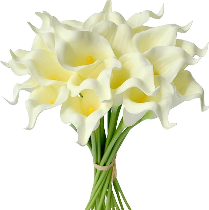 Amazon.com: Mandy's PU Cream Calla Lily Artificial Flowers 20 Stems 13.5in Faux Realistic Centerp... | Amazon (US)