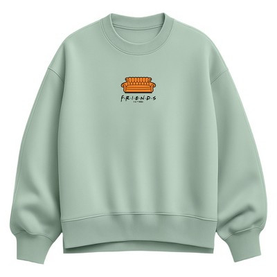 Women's Friends Couch Oversized Fleece Crew Sweatshirt - Seafoam - Small | Target