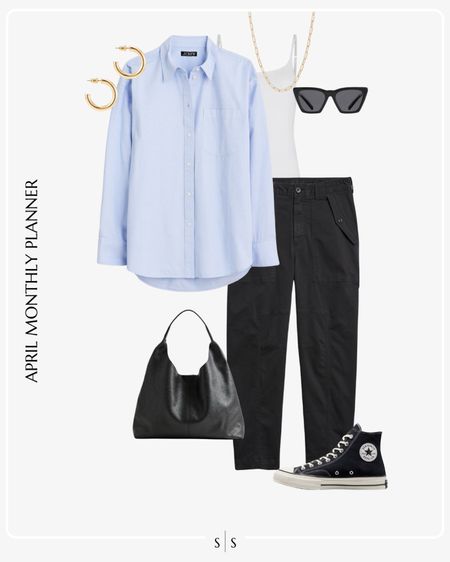 Monthly outfit planner: APRIL: Spring looks | blue button up, barrel jeans, Chuck tailor sneakers, black tote

See the entire calendar on thesarahstories.com ✨ 


#LTKstyletip