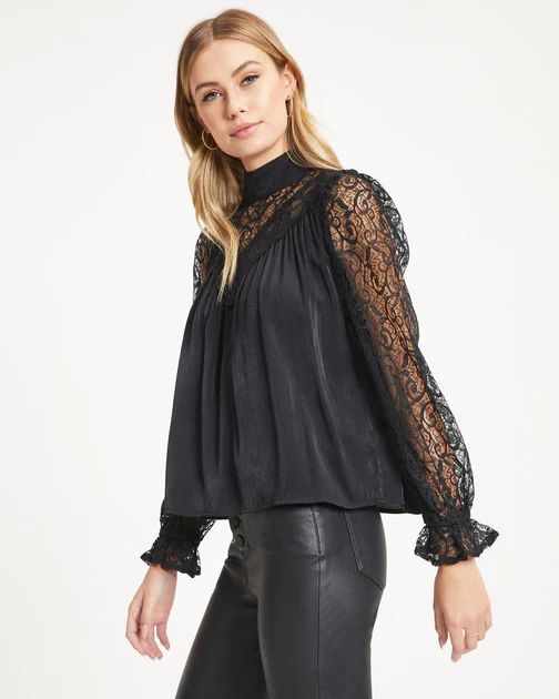 Down Memory Lane Lace Contrast Top - Black - SALE | VICI Collection