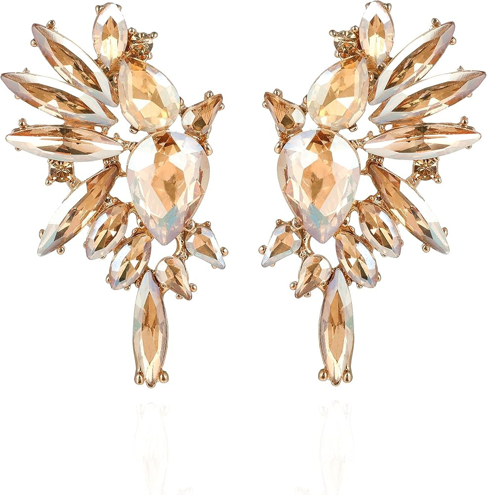 Vintage Rhinestone Statement Earrings for Women Fashion Bling Colorful Crystal Cluster Drop Dangl... | Amazon (US)