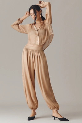 Maeve Shiny Balloon Pants | Anthropologie (US)