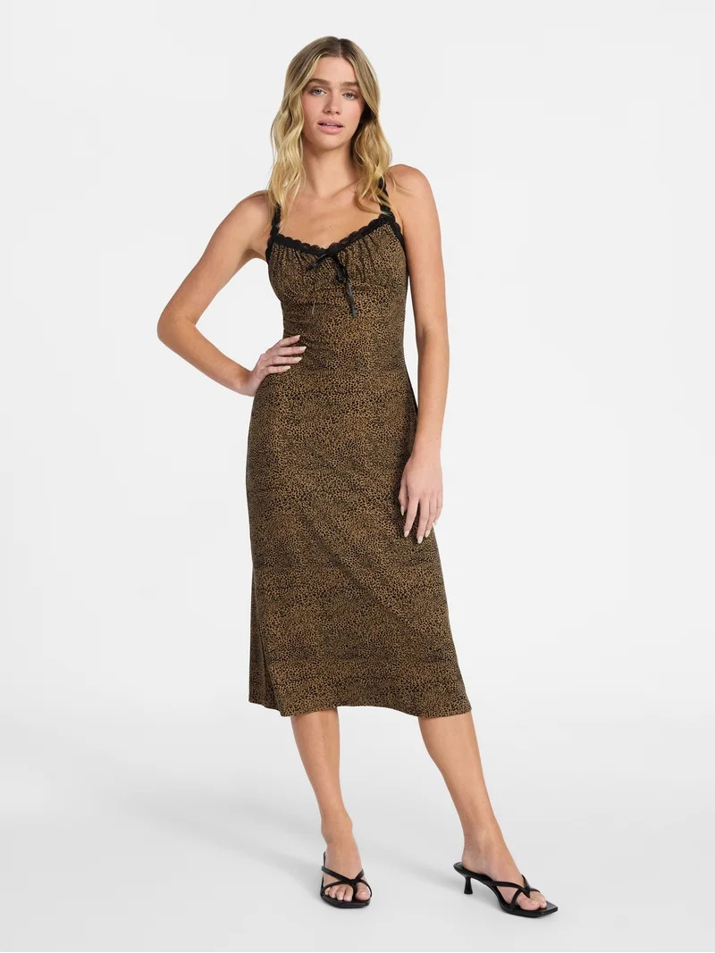 No Boundaries Lace Strap Midi Dress, Women's XXS-XXL | Walmart (US)