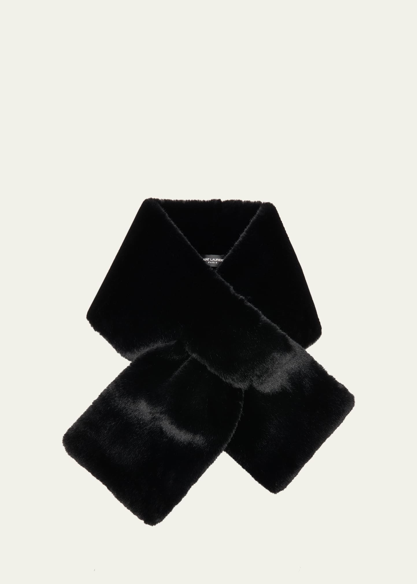 Saint Laurent Black Faux Fur Pull-Through Scarf | Bergdorf Goodman