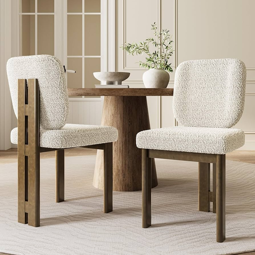CIMOTA Modern Boucle Dining Chairs Set of 2, Upholstered Armless Side Chairs with Ergonomic Curve... | Amazon (US)