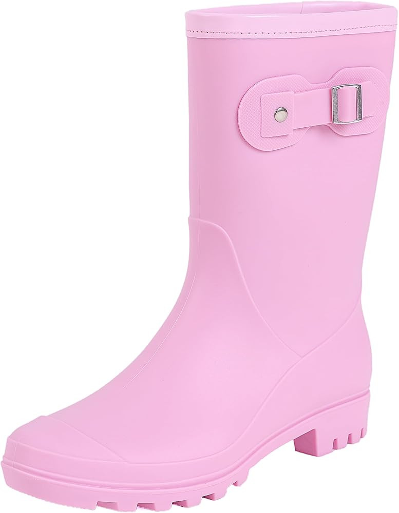 Women's Mid Calf Rain Boots Waterproof Fashion Garden Shoes Anti-slipping Rainboots For Women Com... | Amazon (US)