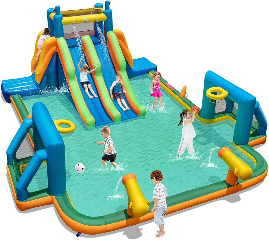 BOUNTECH Inflatable Water Slide, 19x17FT Mega Waterslide Park Dual Long Slides for Racing Fun w/D... | Amazon (US)