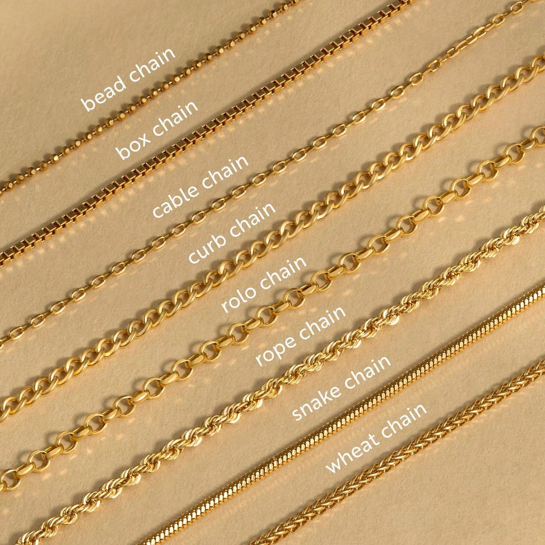 14K Solid Gold Chain Necklace Layering Necklace Box Chain, Rope Chain, Curb Chain, Wheat Chain, C... | Etsy (US)