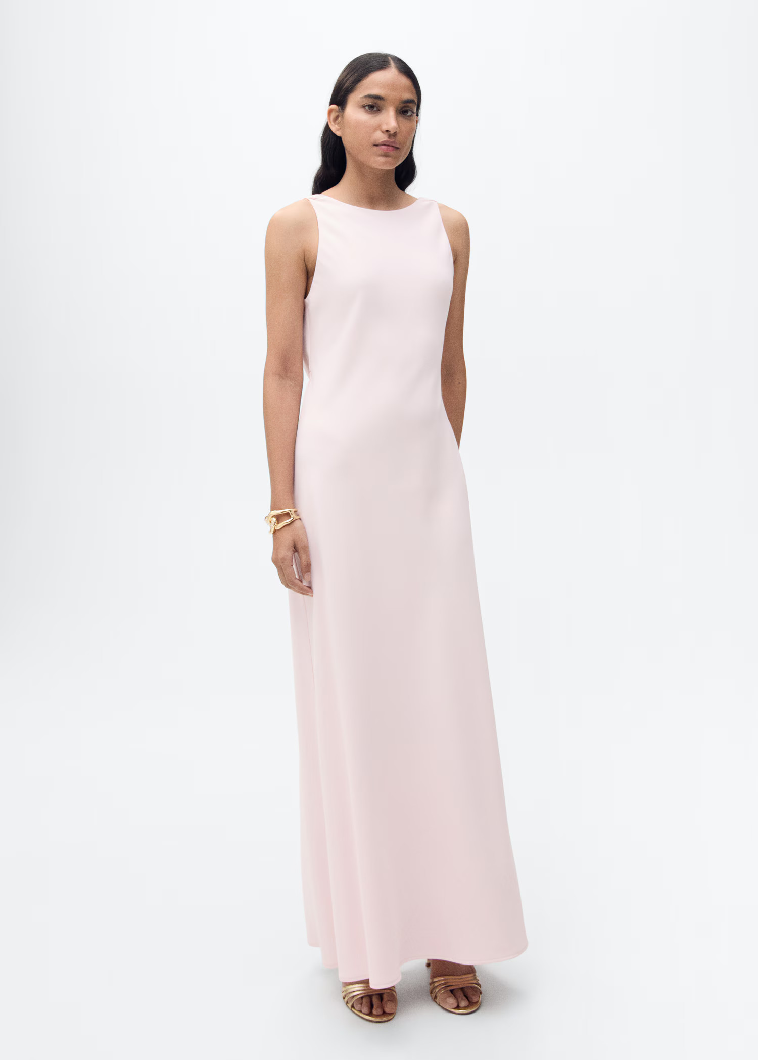 Satinkleid mit drapiertem Rücken - Damen | MANGO Deutschland | Mango EU