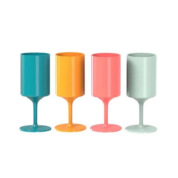 Knork Eco Stems, Outdoor Wine Glass, 4 Piece Set, Multi Colored (Mint, Orange, Coral, Teal) | Walmart (US)