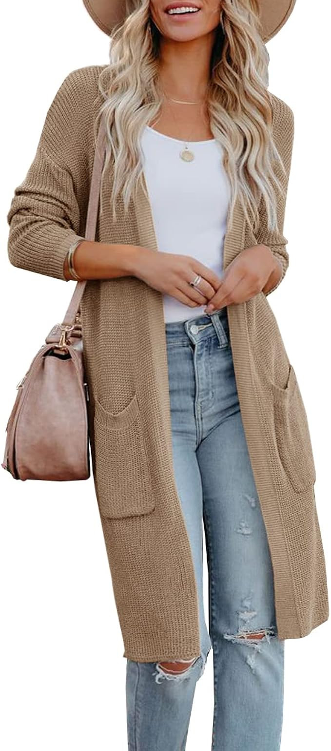 Amarmia Womens Long Sleeve Open Front Cardigan Sweater Lightweight Knit Casual Loose Fit Sweaters... | Amazon (US)