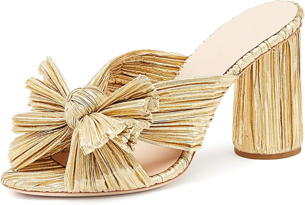 MUCCCUTE Women's Bow Knot Heeled Sandals Ankle Buckle Strap Chunky Heeled Open-toe Comfortable We... | Amazon (US)