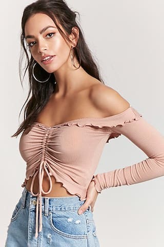 Ruched Off-the-Shoulder Crop Top | Forever 21 (US)