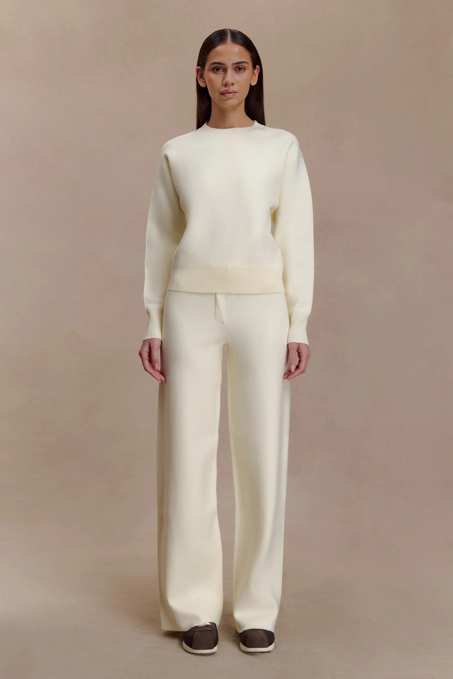 Lauren Knit Trouser - Ivory | MESHKI US