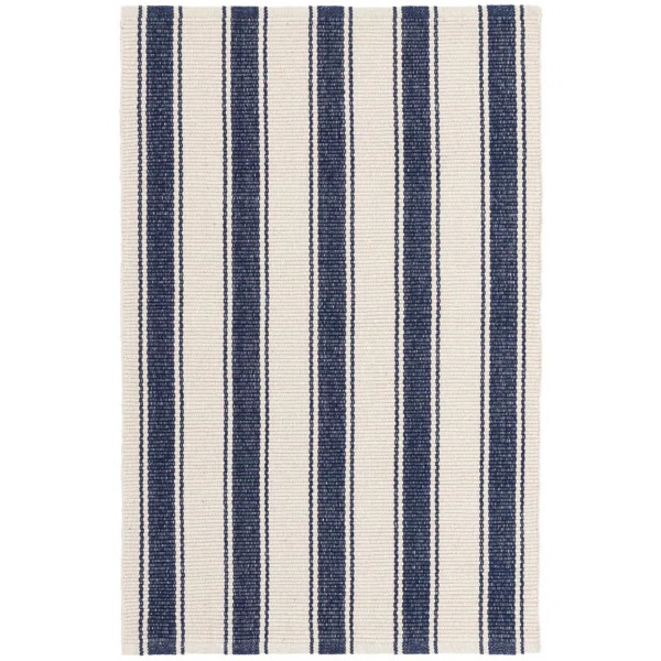 Awning Handmade Handwoven Cotton Blue/Ivory Rug | Wayfair North America