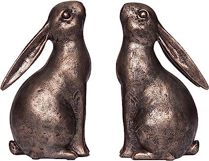 Creative Co-Op Bronze Resin Bunny Shaped (Set of 2 Pieces) Bookends, 2 Count | Amazon (US)