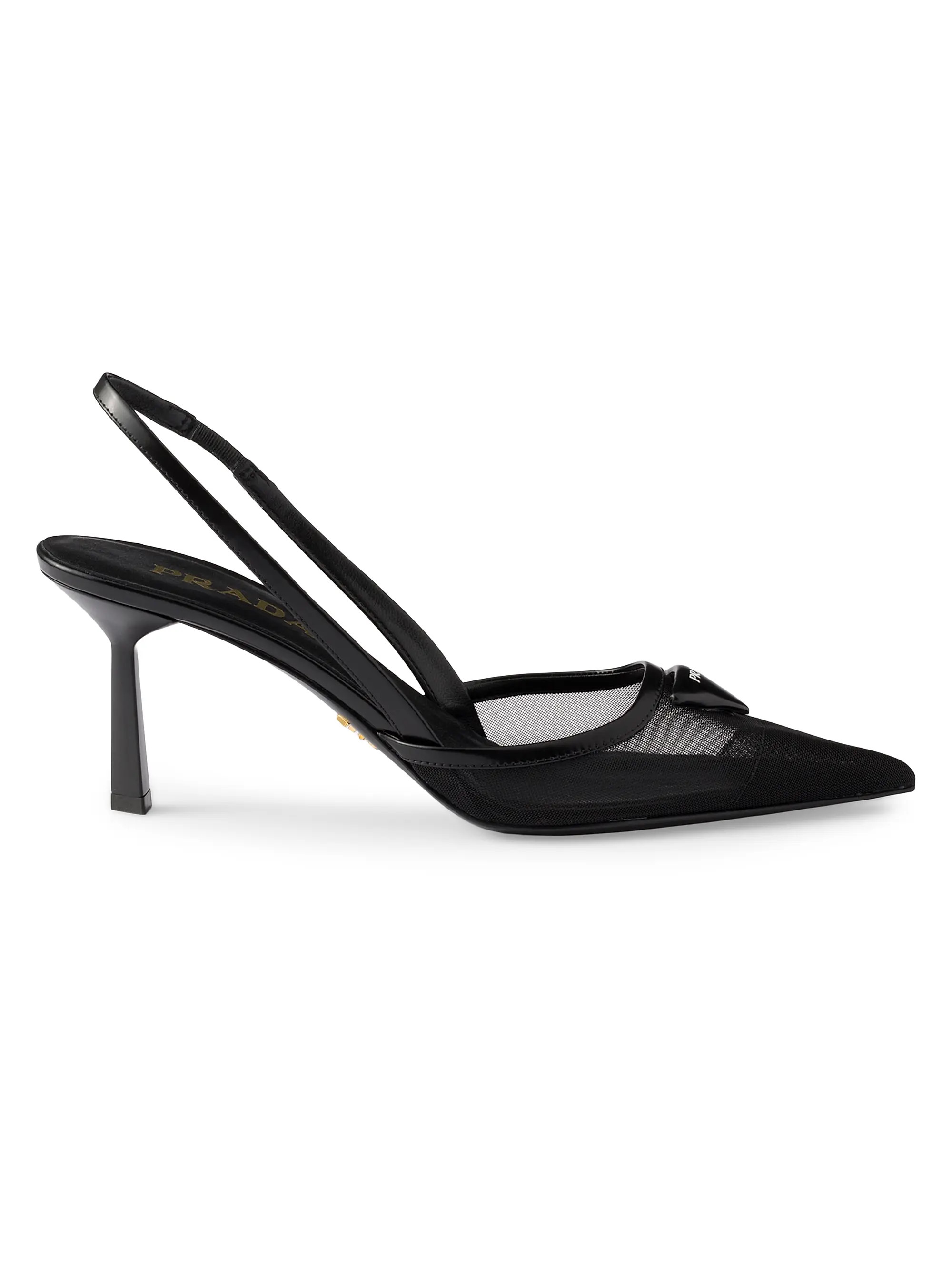 HeelsPumpsPradaMesh 75MM Fabric Slingback Pumps$1,170 | Saks Fifth Avenue