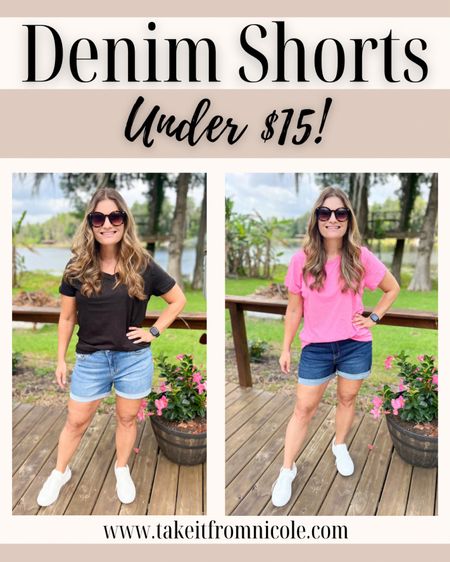 If you need denim shorts I LOVE these under $15 ones and sizes are already starting to sell out. The fit is great, I really like the 4" length, and the rolled hem is sewn in place. Wearing them TTS. Jean shorts // mom shorts // denim shorts for moms 

#LTKOver40 #LTKMidsize #LTKFindsUnder50