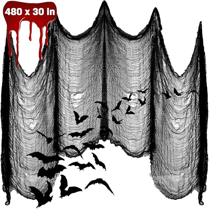 Apfity Halloween Creepy Cloth Decoration, 480" x 30" Giant Spooky Halloween Decor for Haunted Hou... | Amazon (US)