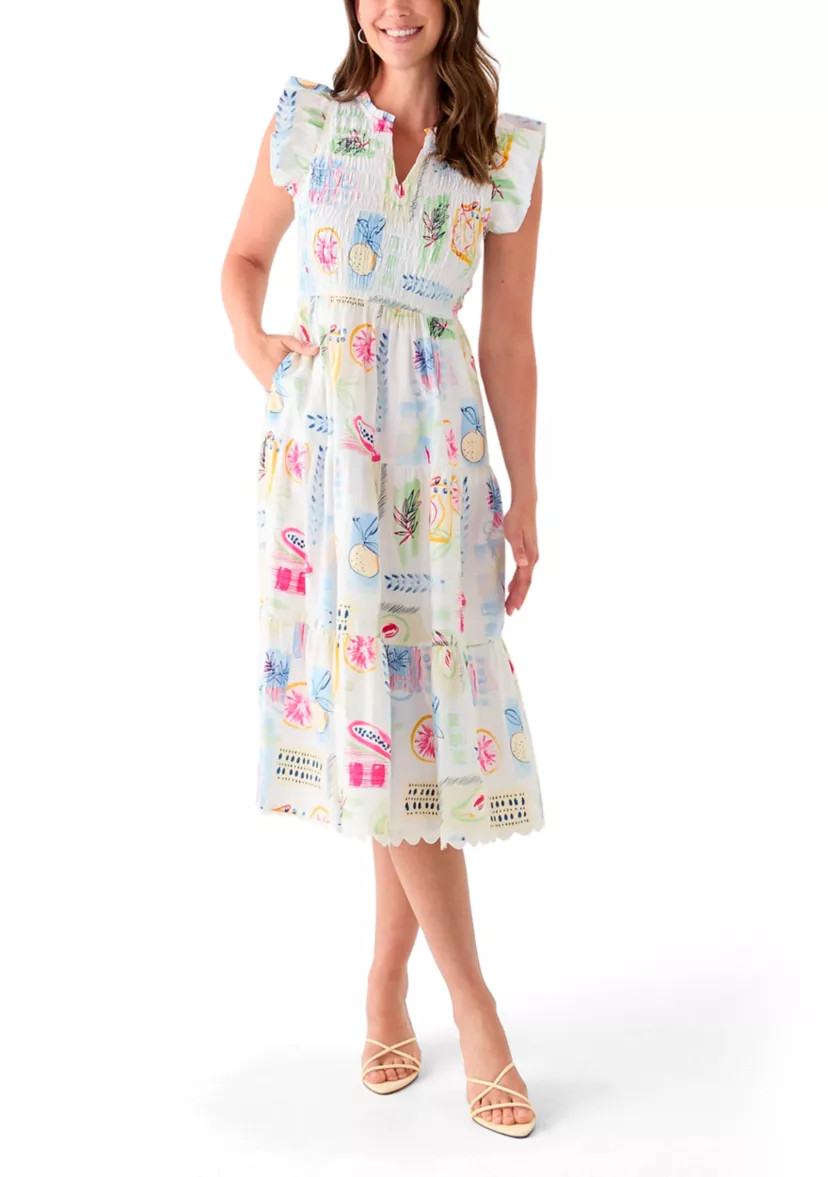 Women's Smocked Split Neck Dress | Belk